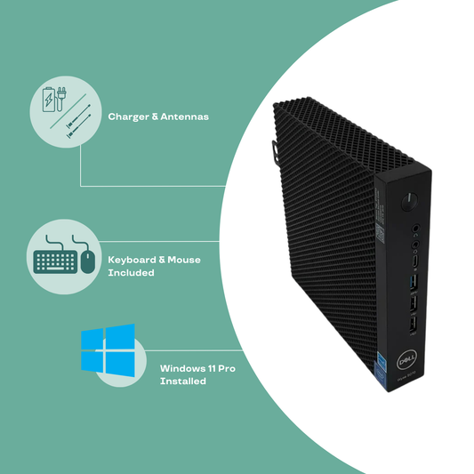 Refurbished Dell Wyse 5070 Thin Client Intel 4-Core CPU 8GB RAM 256GB SSD Windows 11 Pro Computer with Wi-Fi and Bluetooth for Enhanced Connectivity